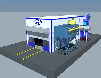 Дробеструйная камера внутреннего исполнения проходного типа SPK-13.4.4 для сельскохозяйственной техники